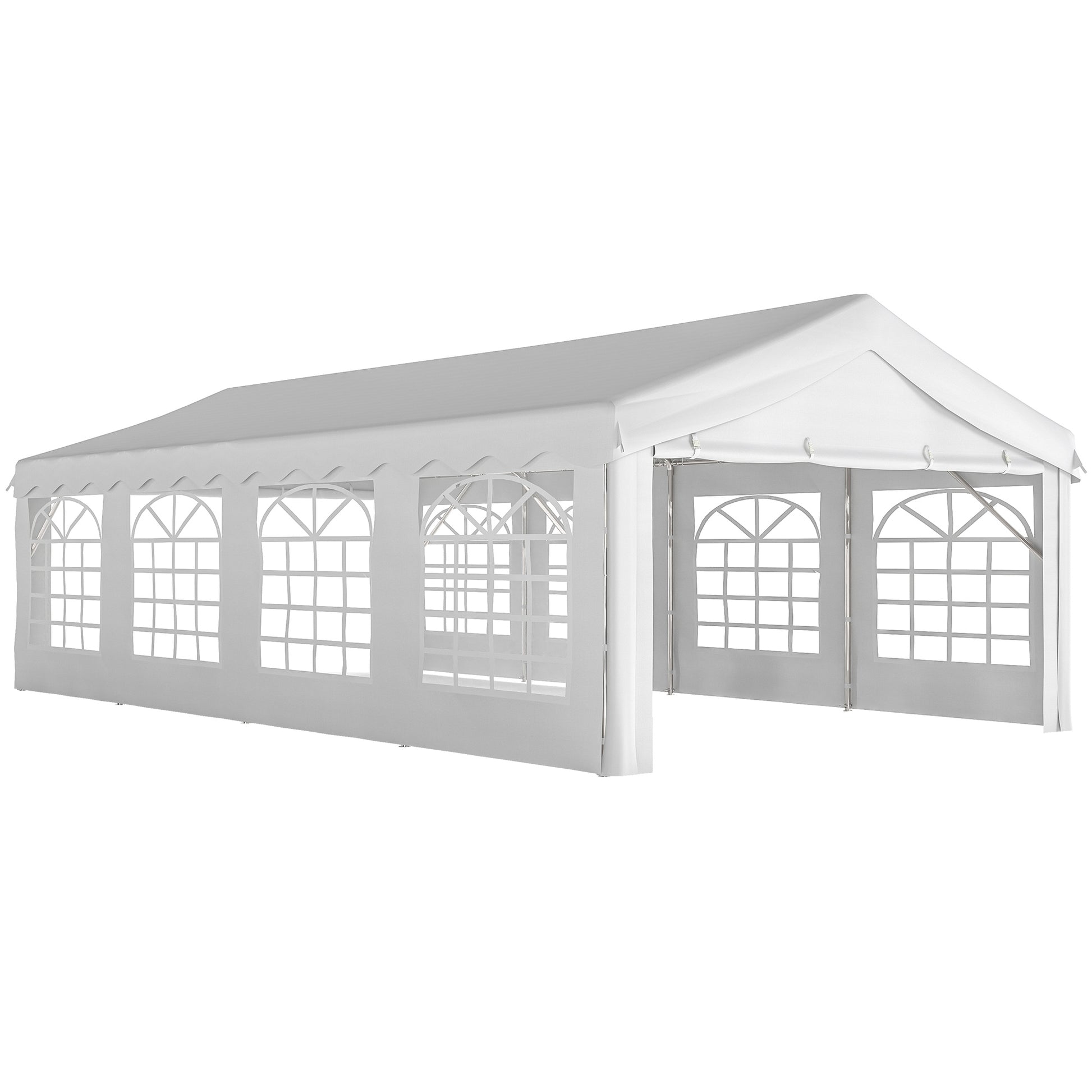 Outsunny Carpa Para Fiesta 4x8 M Con Paredes Extraíbles Puerta Y Ventanas Blanco_0