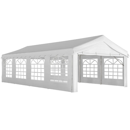 Outsunny Carpa Para Fiesta 4x8 M Con Paredes Extraíbles Puerta Y Ventanas Blanco_0