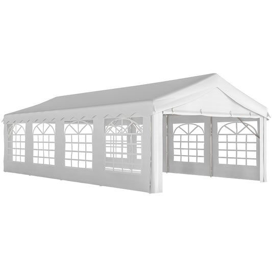 Outsunny Carpa Para Fiesta 4x8 M Con Paredes Extraíbles Puerta Y Ventanas Blanco_0