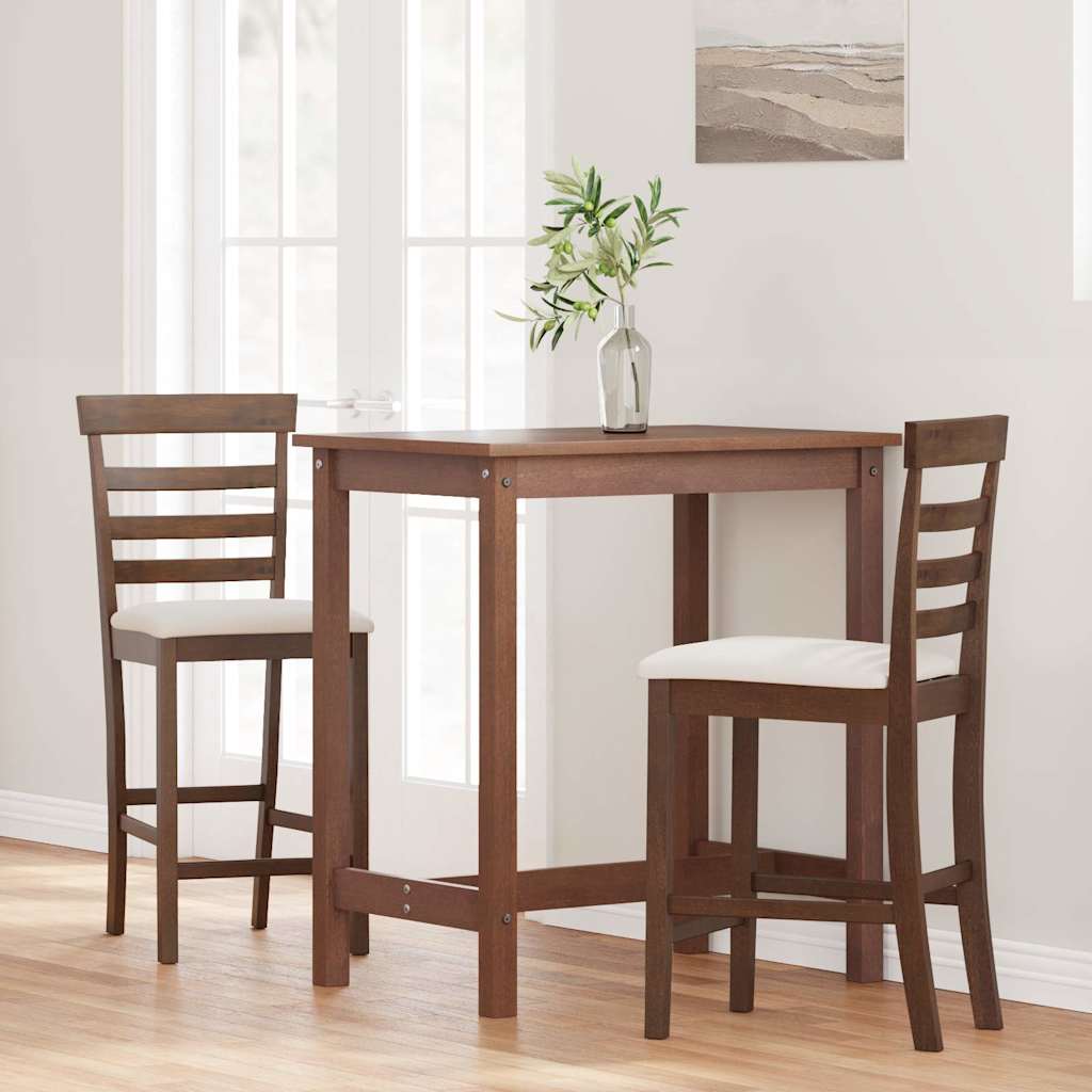 Taburetes De Bar Con Cojines 2 Uds Madera Maciza Marrón Caucho_1