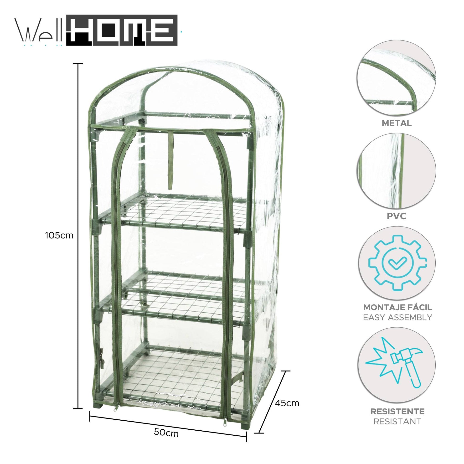 Well Home - Invernadero 3 Niveles Con Marco De Metal H.105cm._1