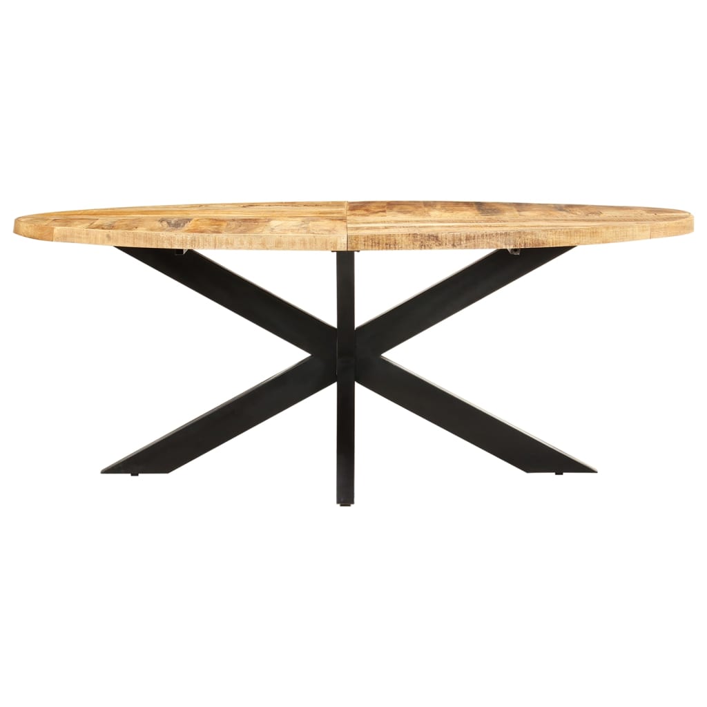 Mesa De Comedor Ovalada Madera Demango Rugosa 200x100x75 Cm_0