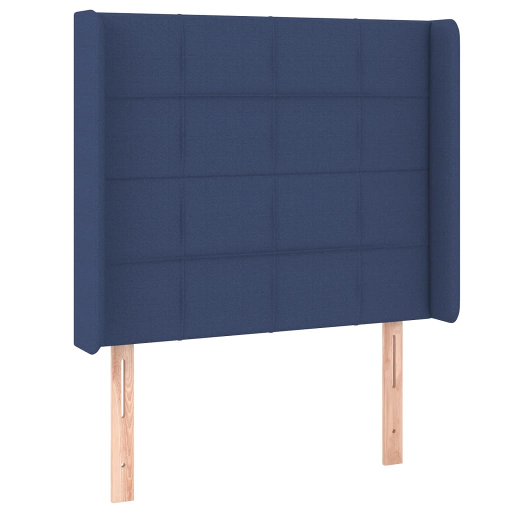 Cama Box Spring Colchón Y Luces Led Tela Azul 90x200 Cm / Vetonek_5