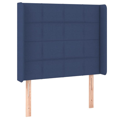 Cama Box Spring Colchón Y Luces Led Tela Azul 90x200 Cm / Vetonek_5