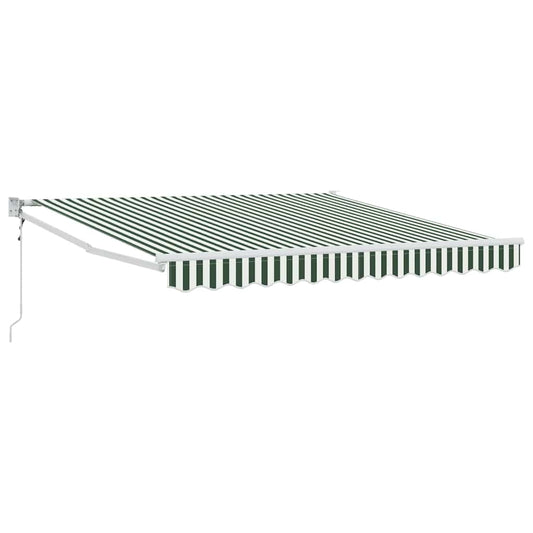 Toldo Retráctil Verde Y Blanco 350 X 250 Cm Poliéster Y Metal_0