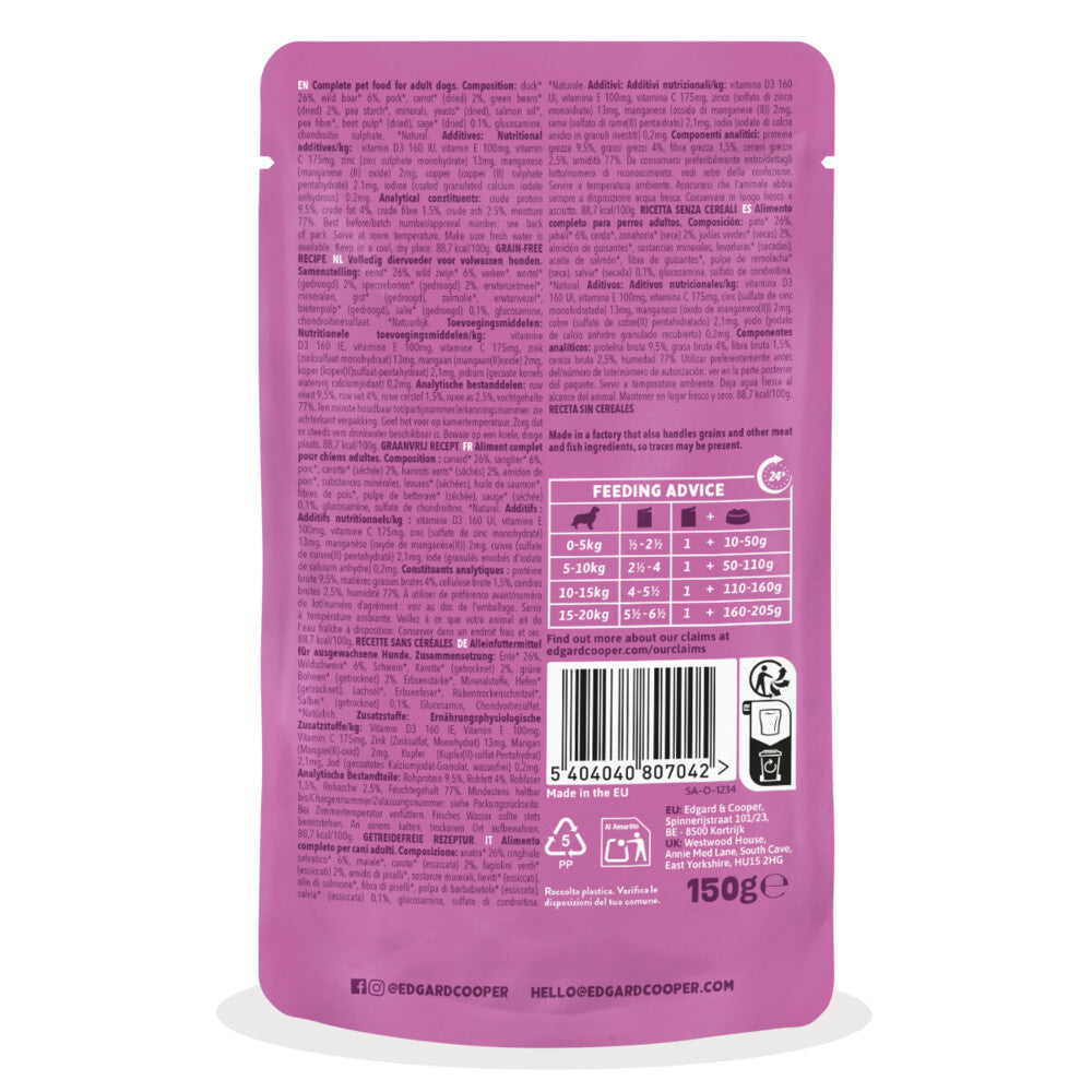 Guiso de jabalí y pato para perro Edgard & Cooper 150 g