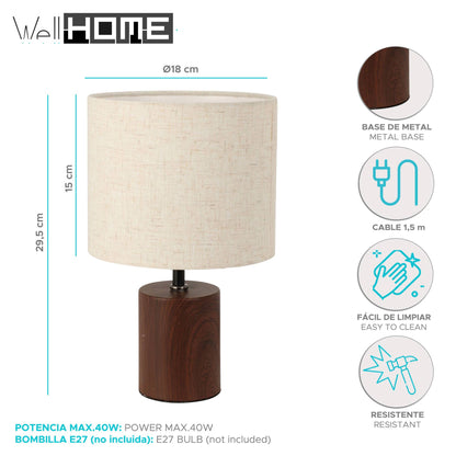 Well Home Lampara De Sobremesa Con Base Metálica Ø18x29,5cm_1