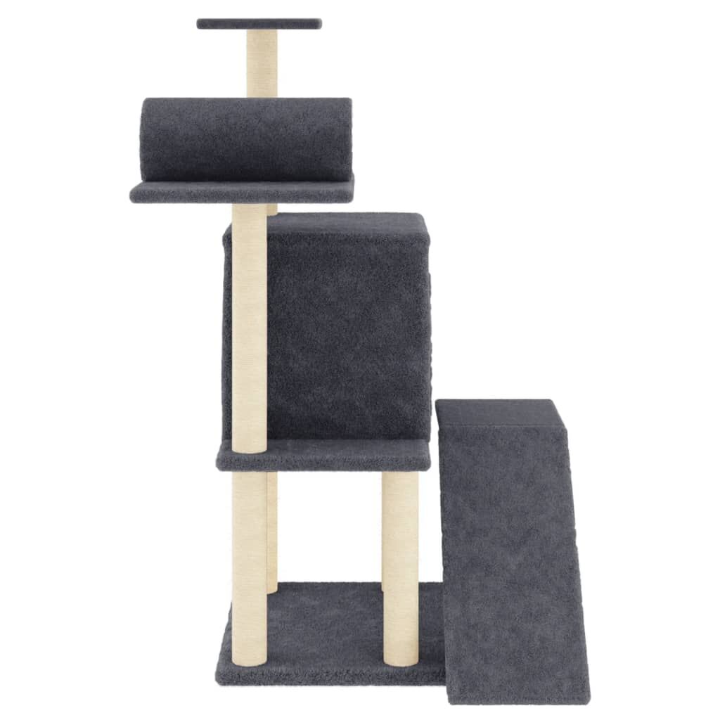 Vidaxl Rascador Para Gatos Con Postes De Sisal Gris Oscuro 110,5 Cm_3