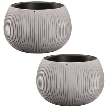 2x Prosperplast Beton Bowl De Plástico Con Depósito En Color Cemento, 11 (alto) X 14,4 (ancho) X 14,4 (profundo) Cms_0