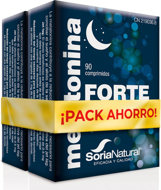 Pack 2X Melatonina 100% Pura Soria Natural 90 Comprimidos