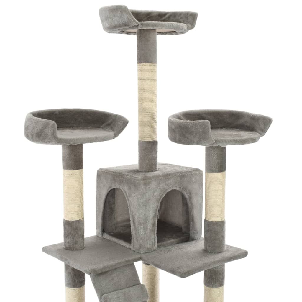 Vidaxl Rascador Para Gatos Con Poste Rascador De Sisal 170 Cm Gris_4