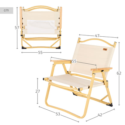 Pack 2 Sillas Plegables Bajas Glamping Crema Aluminio C/bolsillo Aktive_3