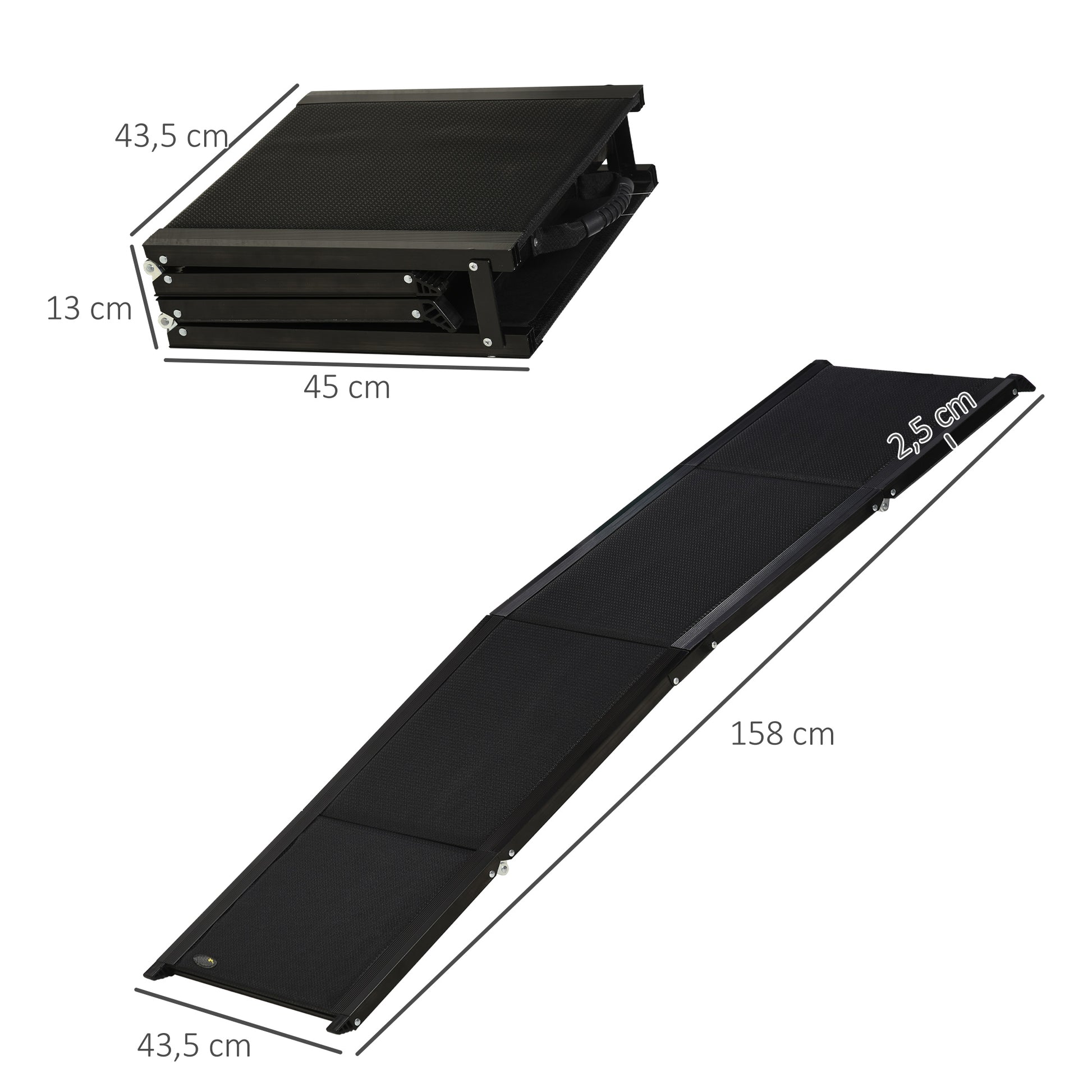 Pawhut Rampa Plegable Para Perros De Aluminio Para Coche 158x43,5x2,5 Cm Negro_2