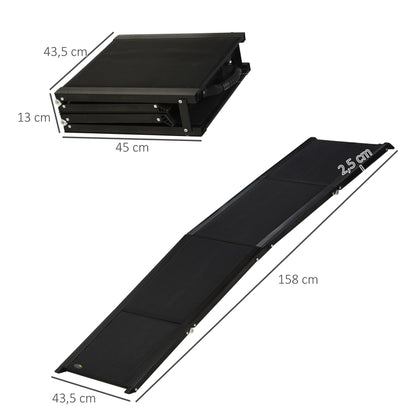 Pawhut Rampa Plegable Para Perros De Aluminio Para Coche 158x43,5x2,5 Cm Negro_2