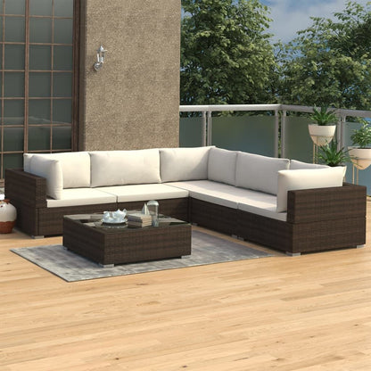 Vidaxl Set Muebles De Jardín 6 Piezas Y Cojines Ratán Sintético Marrón_1