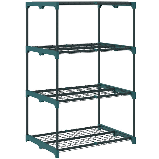 Outsunny Soporte Para Plantas De 4 Niveles De Acero 67x49x105 Cm Verde Oscuro_0