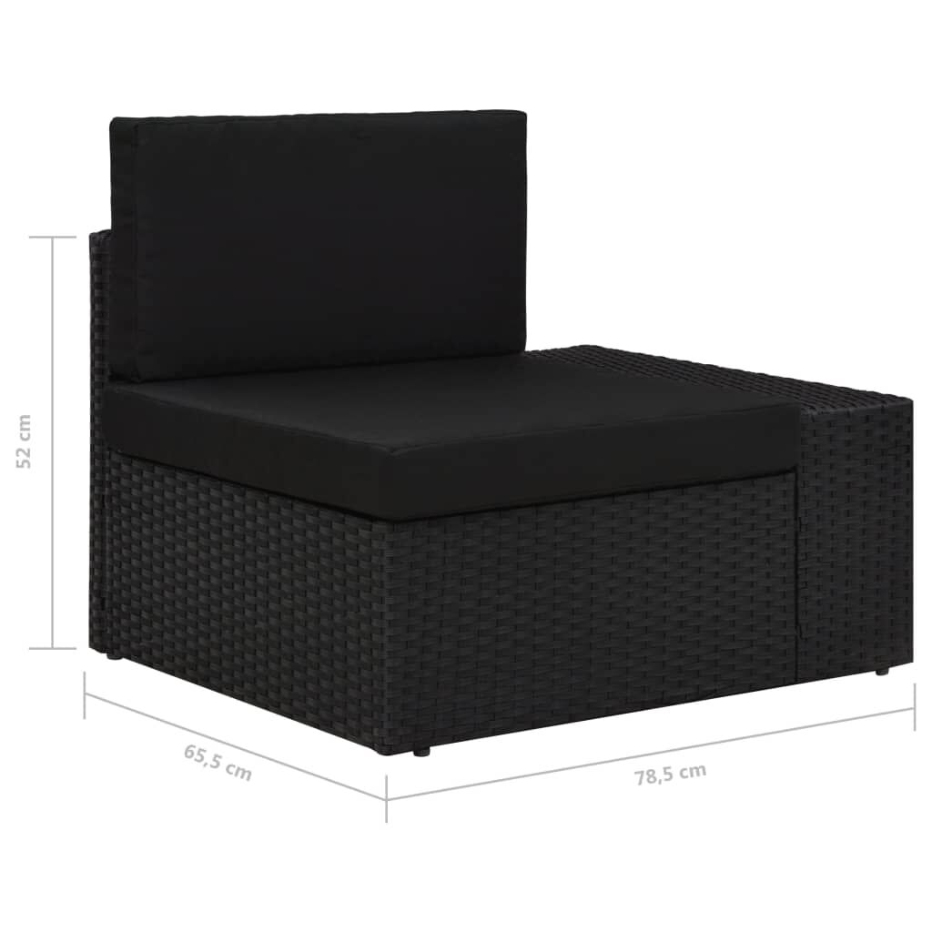 Vidaxl Sofá Seccional Esquina Reposabrazos Izquierdo Ratán Pe Negro_2