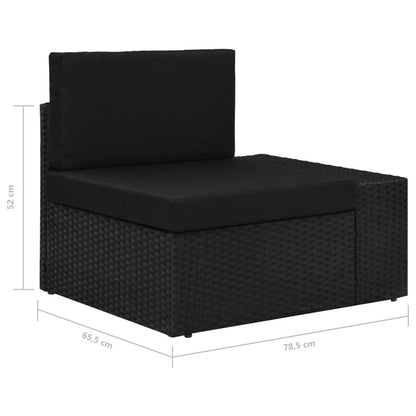 Vidaxl Sofá Seccional Esquina Reposabrazos Izquierdo Ratán Pe Negro_2