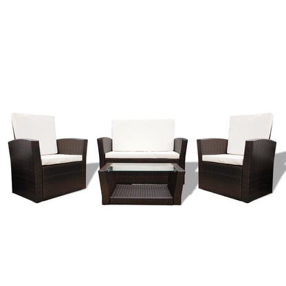 Vidaxl Set Muebles De Jardín 4 Piezas Y Cojines Ratán Sintético Marrón_0