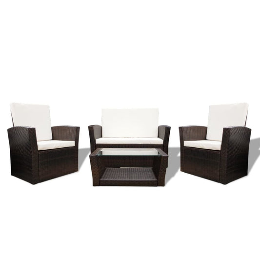 Vidaxl Set Muebles De Jardín 4 Piezas Y Cojines Ratán Sintético Marrón_0