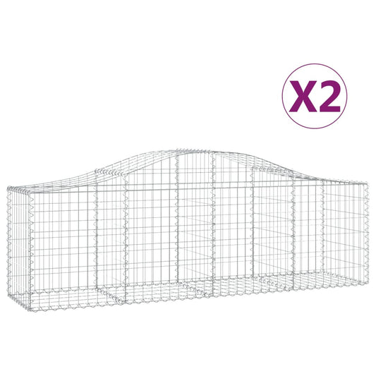 Cestas Gaviones 2 Uds Forma De Arco Hierro 200x50x60/80 Cm_0