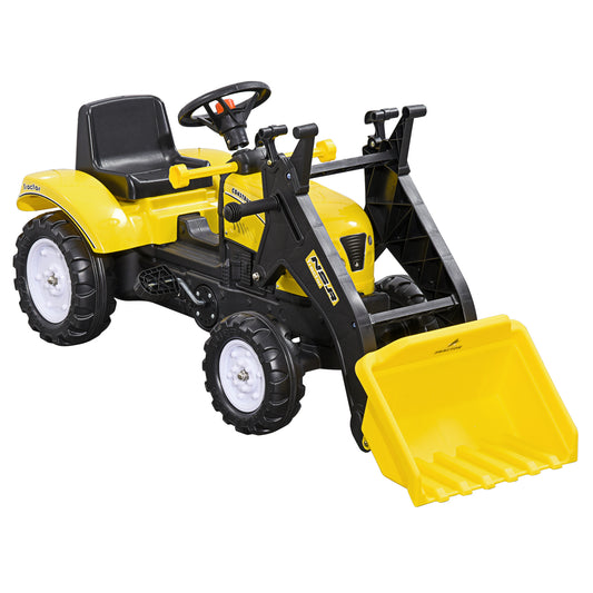 Homcom Tractor A Pedales Para Niños 3 Años Pala Delantera 114x41x52 Cm Amarillo_0