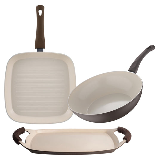 Juego De Asador + Wok + Sartén Asador En Aluminio Forjado De La Colección 'natur'_0