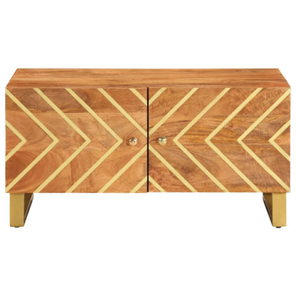 Mesa De Centro Madera Maciza De Mango Negro Marrón 80x50x40 Cm_2