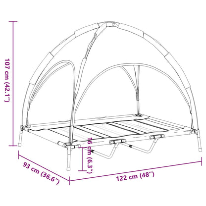 Cama Para Perros Con Dosel Antracita Tela Oxford Y Acero / Vetonek_4