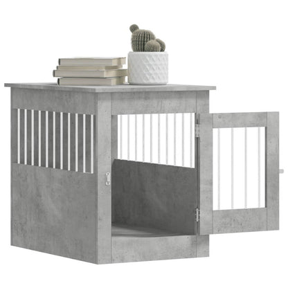Jaula Para Perros En Mueble Estilo Hormigón Gris 55x80x68 Cm Fabricada En Material De Madera_4