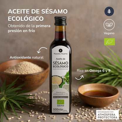 Pack 3x Aceite de Sésamo prensado en frío ECO Planeta Huerto 500 ml
