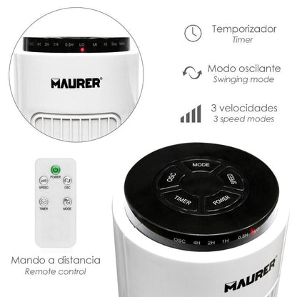 Ventilador Maurer Torre 73 Cm 3 Velocidades. Funcion Oscilante. Con Temporizador Y Mando A Distancia._2