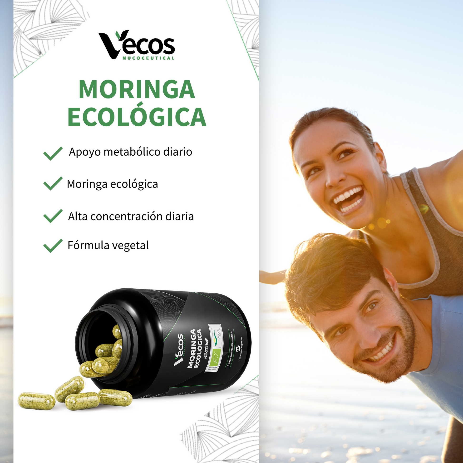 Moringa Ecológica 1650 Mg Vecos 240 Cápsulas | Energía, Defensas Y Antioxidante | Superalimento 100% Hoja_2