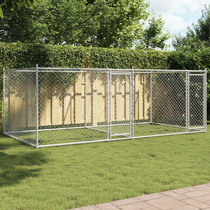Jaula De Perros Con Puertas Acero Galvanizado Gris 4x2x1,5 M_1