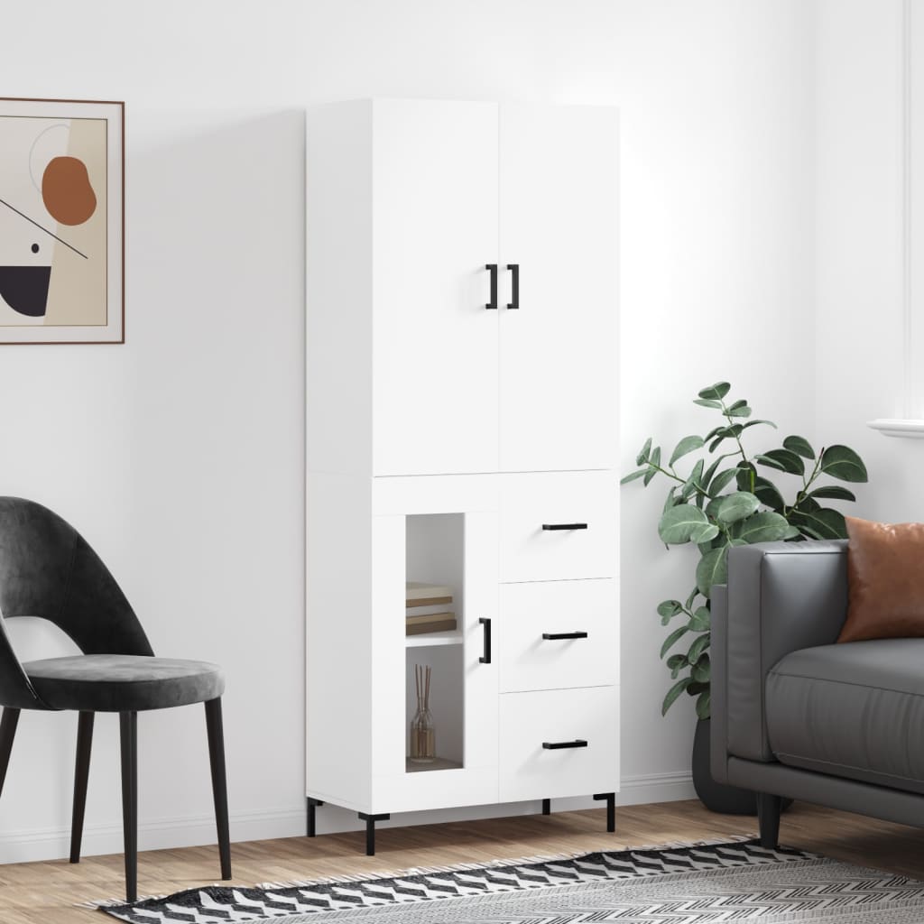 Aparador Alto Madera Contrachapada Blanco 69,5x34x180 Cm_0
