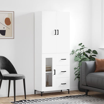 Aparador Alto Madera Contrachapada Blanco 69,5x34x180 Cm_0
