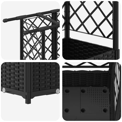 Cama Elevada Con Trellis Y Techo Negro 124 X 40 X 121 Cm Pp_5