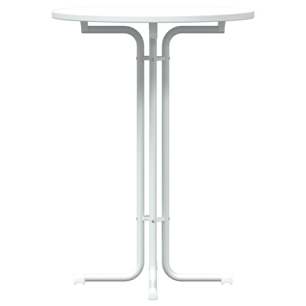 Mesa Alta De Comedor Madera Ingeniería Y Acero Blanco Ø80x110cm_3