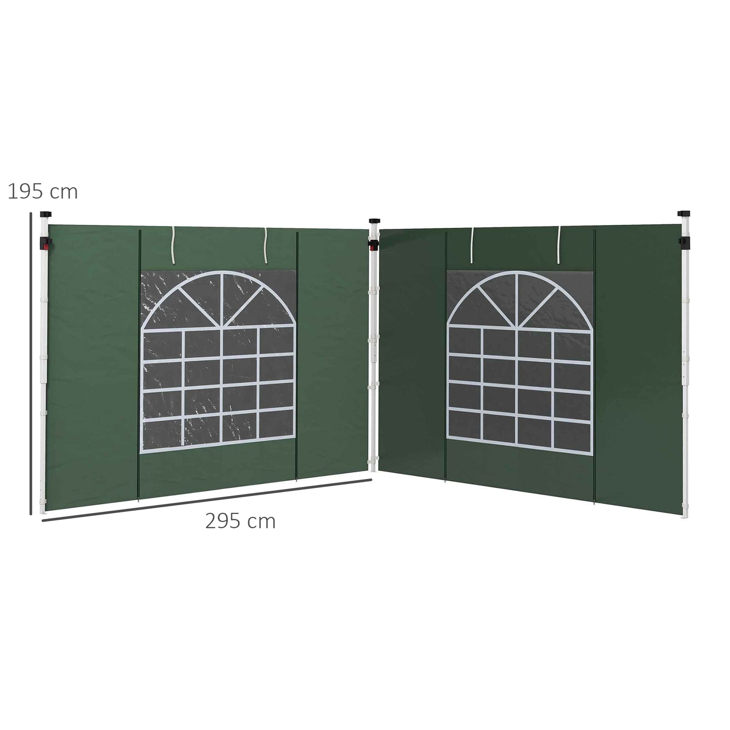 Outsunny Paredes Laterales Para Carpa De 2 Paneles 295x195 Cm Con Ventana Verde_2