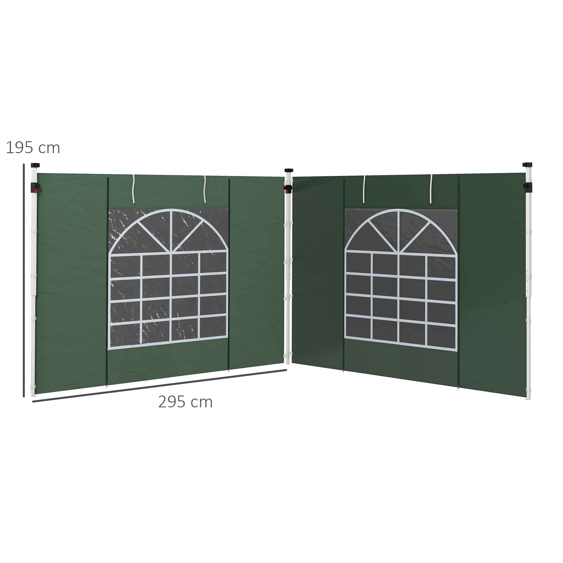 Outsunny Paredes Laterales Para Carpa De 2 Paneles 295x195 Cm Con Ventana Verde_2