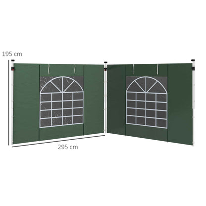 Outsunny Paredes Laterales Para Carpa De 2 Paneles 295x195 Cm Con Ventana Verde_2