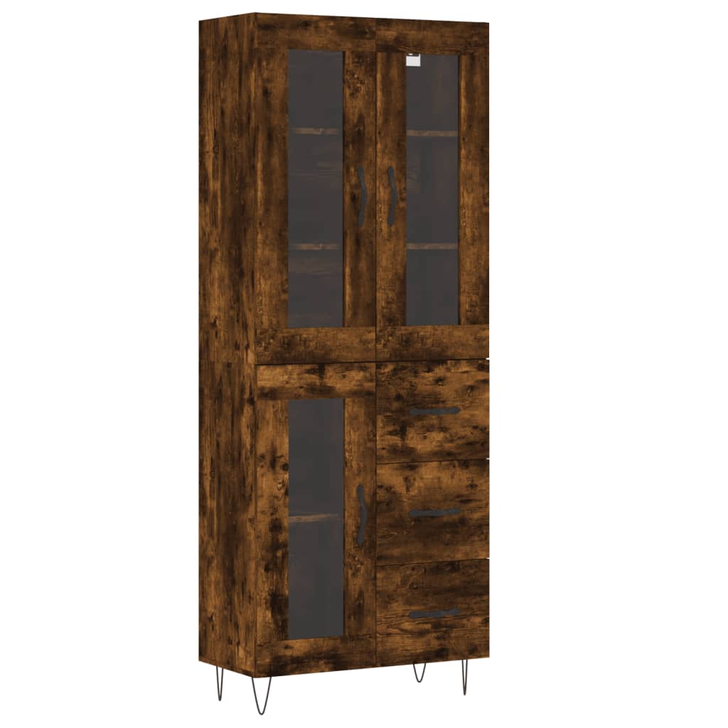 Aparador Alto Madera Contrachapada Roble Ahumado 69,5x34x180 Cm_1
