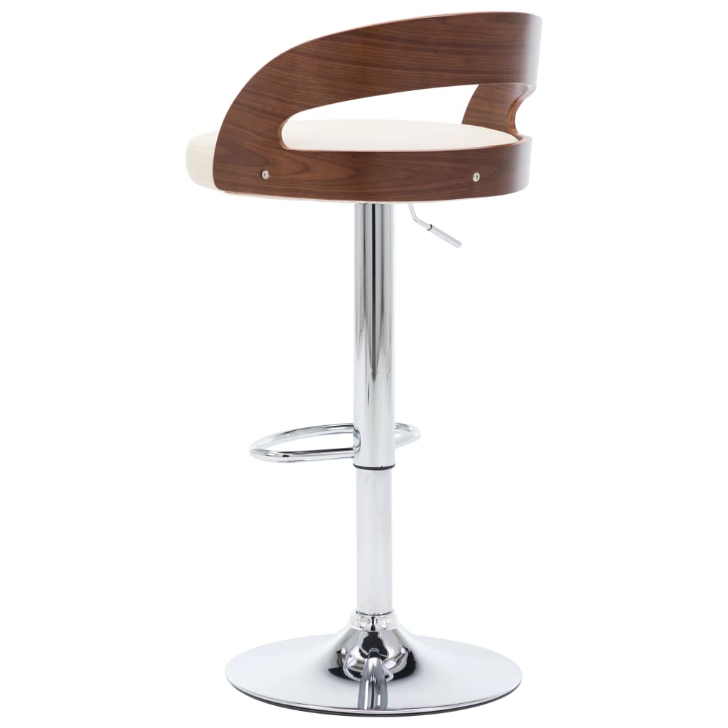 Taburetes De Cocina 2 Uds Cuero Sintético Madera Curvada Crema_4