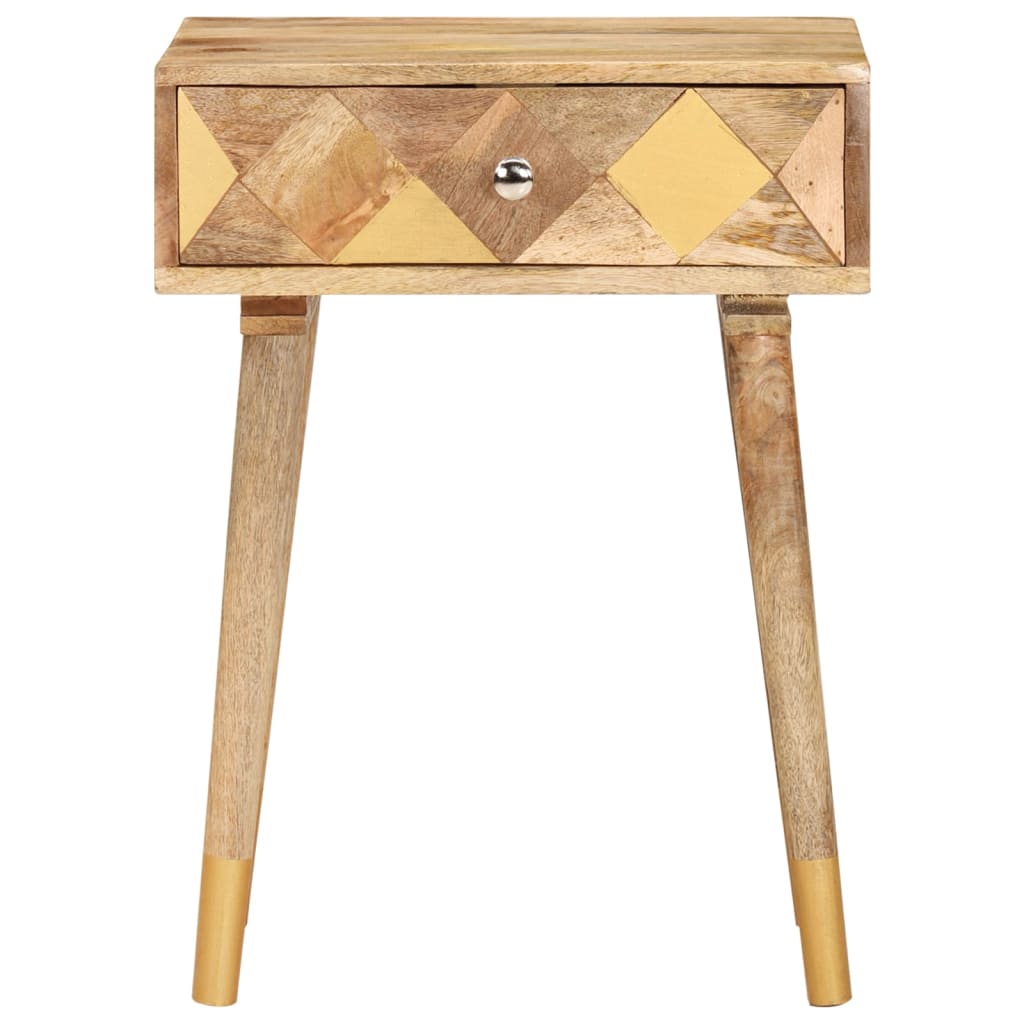 Mesita De Noche De Madera Maciza De Mango 43x30x58 Cm_1