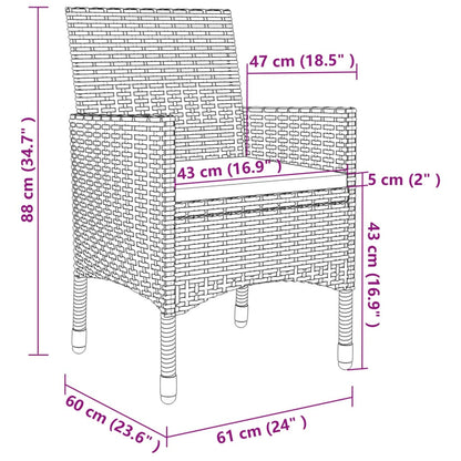 Vidaxl Set De Comedor De Jardín 5 Pzas Y Cojines Ratán Sintético Gris_4