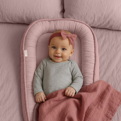 Cuna Nido Colecho Bebe Muselina Rosa_4