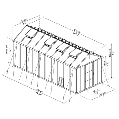 Invernadero Glory 244x244x250 cm