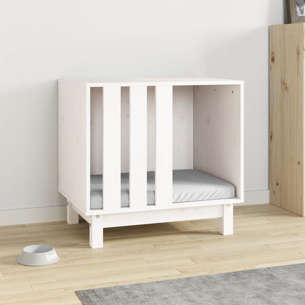 Caseta Para Perros Madera Maciza De Pino Blanco 60x45x57 Cm_2