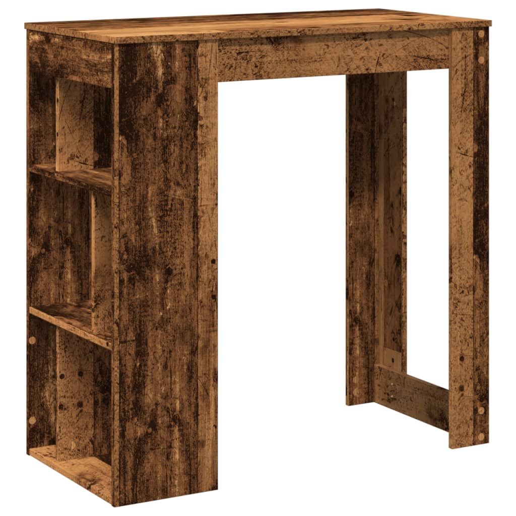 Mesa Bar Y Estantes Madera Ingeniería Envejecida 102x50x103,5cm_0
