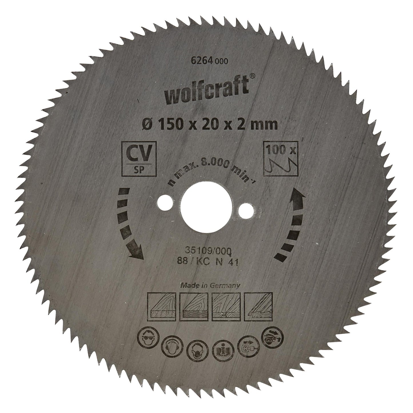Discos de sierra circular cortes finos Wolfcraft 160 x 16 mm 100 dientes